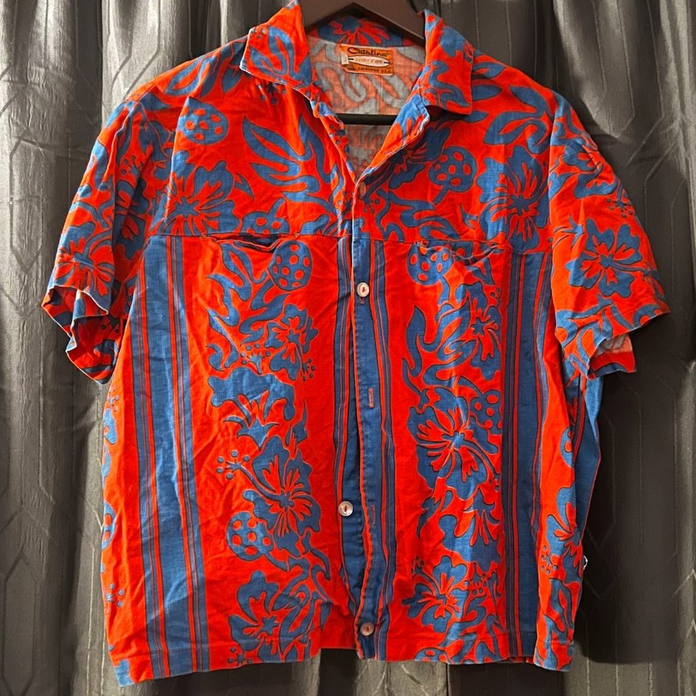 Super cool vintage Hawaiian surfer shirt,  catalina california surfer brand